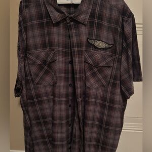 Harley-Davidson Men's Checkered Shirt - Black and Gray